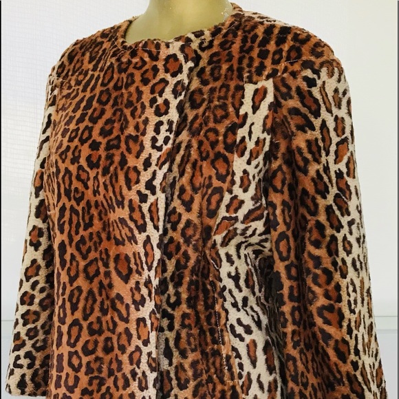 Philippe ADEC PARIS Rouge Ligne $545 LEOPARD Print Faux Fur SWING JACKET Size 8 - Picture 8 of 16